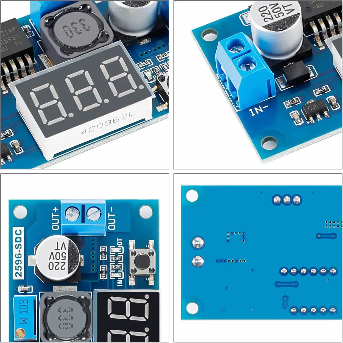 LM2596 Adjustable DC-DC Step-Down Voltage Regulator 4-40V to 1.25-37V with LED Voltmeter Display 2A