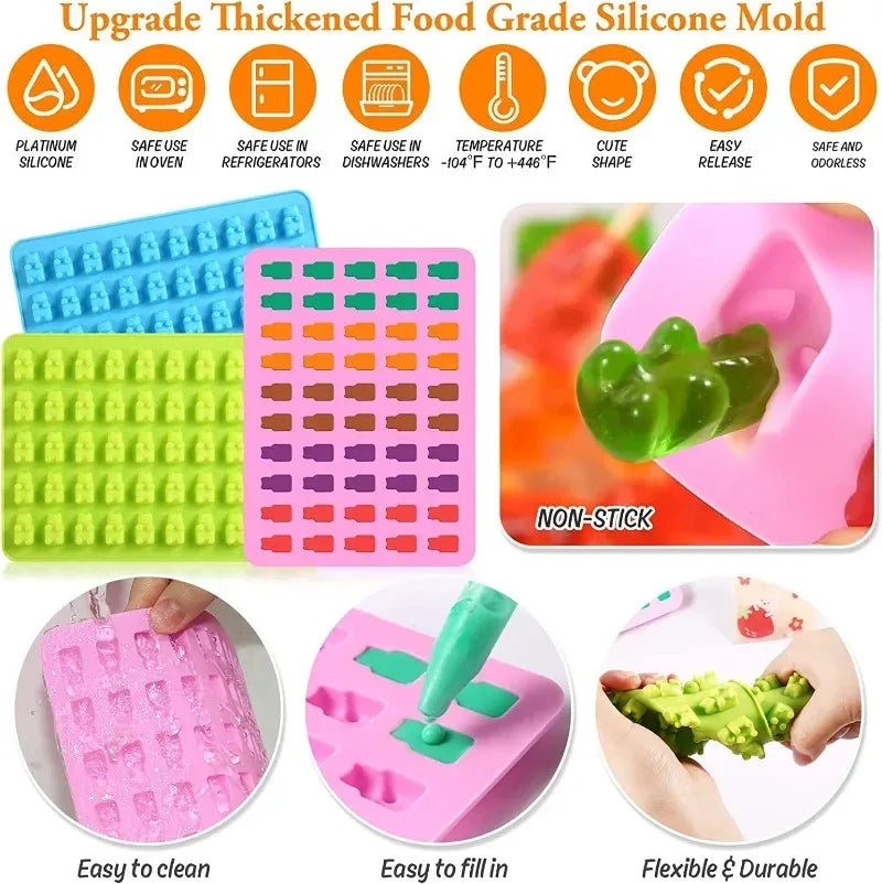100/50x Candy Silicone Chocolate Mold Baking Supplies DIY Fudge Chocolate Candy Making Molds Gummy Bear Mold With Dropper Pastry