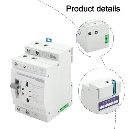Dual Power Electrical Transfer Switch for ATS 2P 63A 220V Designed for Generator Use to Automatically Manage Power Sources