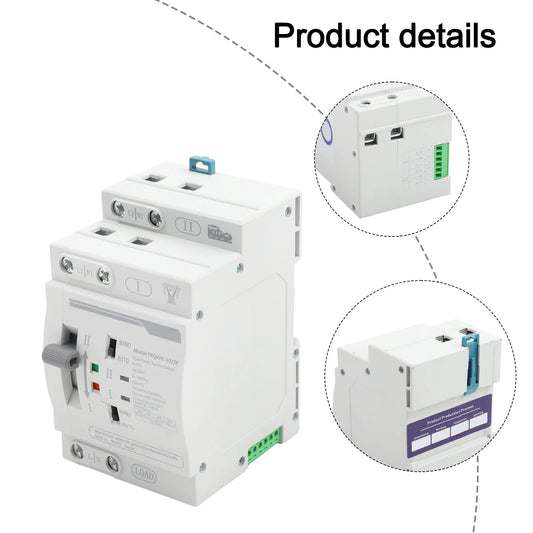 Dual Power Electrical Transfer Switch for ATS 2P 63A 220V Designed for Generator Use to Automatically Manage Power Sources