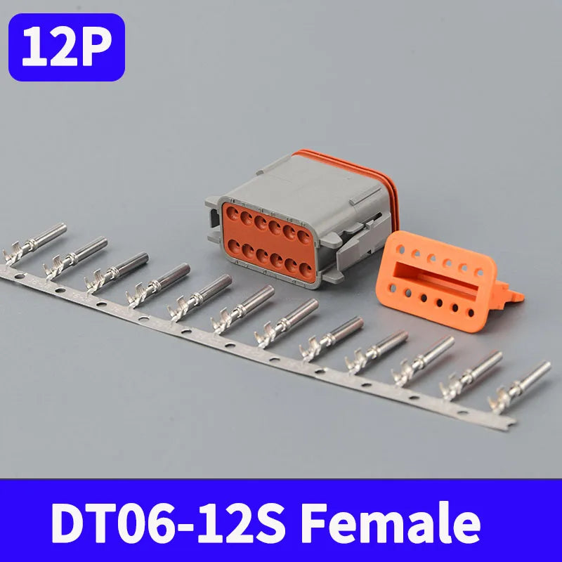 Deutsch DT 12-Pin Waterproof Connector Set DT04-12P DT06-12S 16-22AWG Male Female