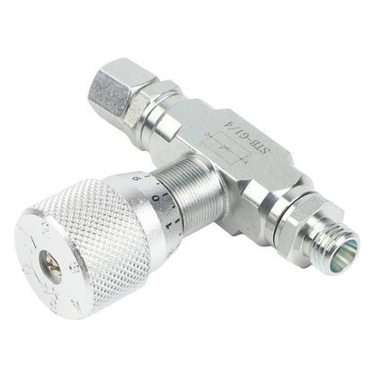 Two Way Throttle Valve with 08L Connector for Hydraulic and Pneumatic Circuits Carbon Steel Construction with NPT Female Thread