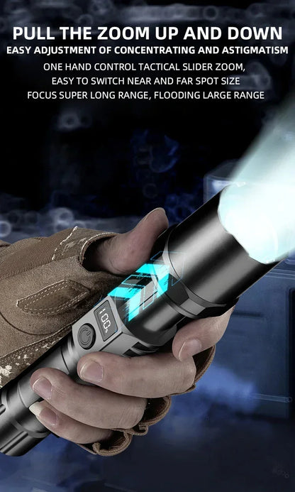 Super Bright LED Flashlight USB-C Rechargeable Tactical Torch