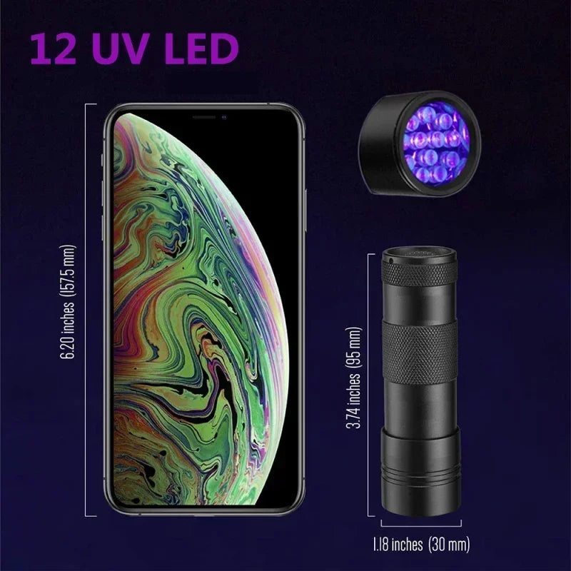 Mini 9-51 LED Portable UV Pocket Flashlight Black Light Detector