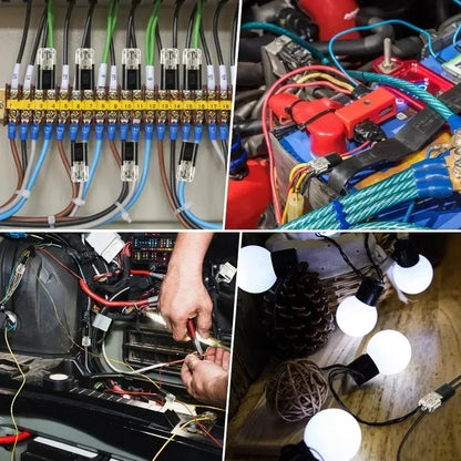 Double-Wire Electric Plug-in Connectors with Buckle Terminal Block Waterproof Cable Clamps Quick Connect Snap for Secure Wiring