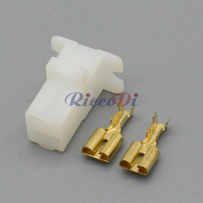 2 Pin 6.3mm White ABS Connector 6120-3523 6110-4623 DJ70224-6.3 PA66 Household Car Wiring