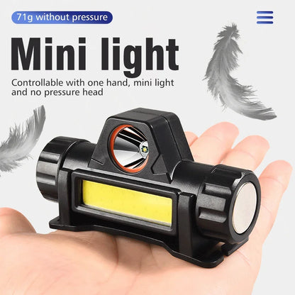 Rechargeable LED Headlamp XPE COB Work Light with Tail Magnet