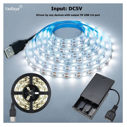 3AA Battery Powered LED Strip Light SMD2835 Flexible Backlight 1-5M