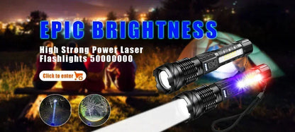 1/2Pack Super Bright Flashlight USB Rechargeable LED Long Range Tactical Torch Lamp Outdoor Waterproof Camping Fishing Lantern