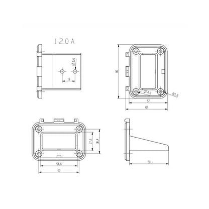 120A FOR Anderson Plug Flush Mount Bracket Plastic Panel Bracket With Cover For Caravan 2 Stitches Automobile Ships Parts