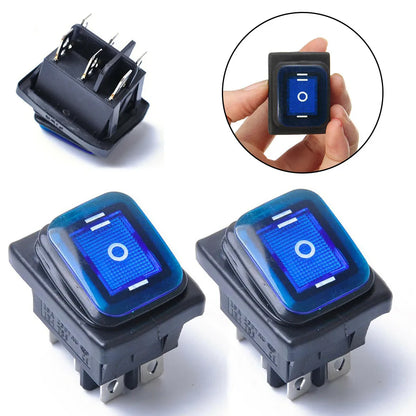 Pack of 2 6 Pin Rocker Switch On Off On DPDT 3 Position 16A 250V AC with Blue LED for Car and Boat Electrical Systems