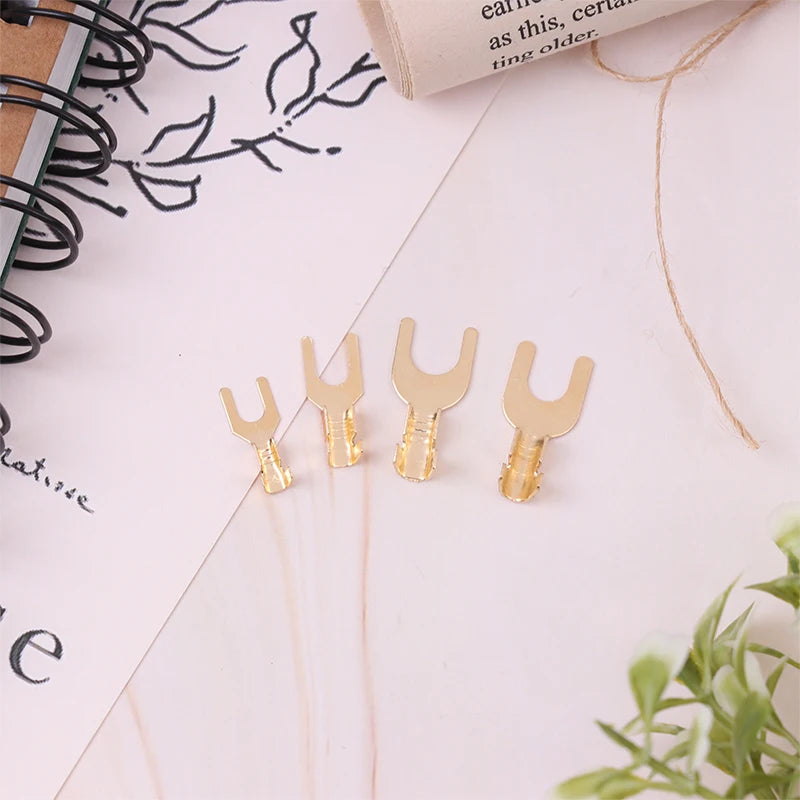 50pcs U-Shaped Brass Grounding Lug Fork Terminal Connector