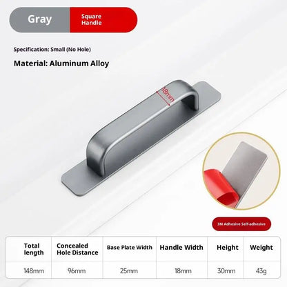 Drill-free Aluminum Handle for Sliding Door Window Drawer Bathroom Push-Pull