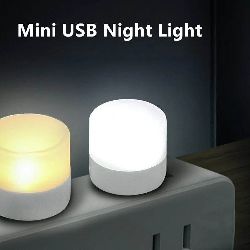 1-20PCS Mini USB LED Plug Lamp Portable Eye Protection Book Reading Light Small Round Car Bulb Computer Mobile Power Lamps