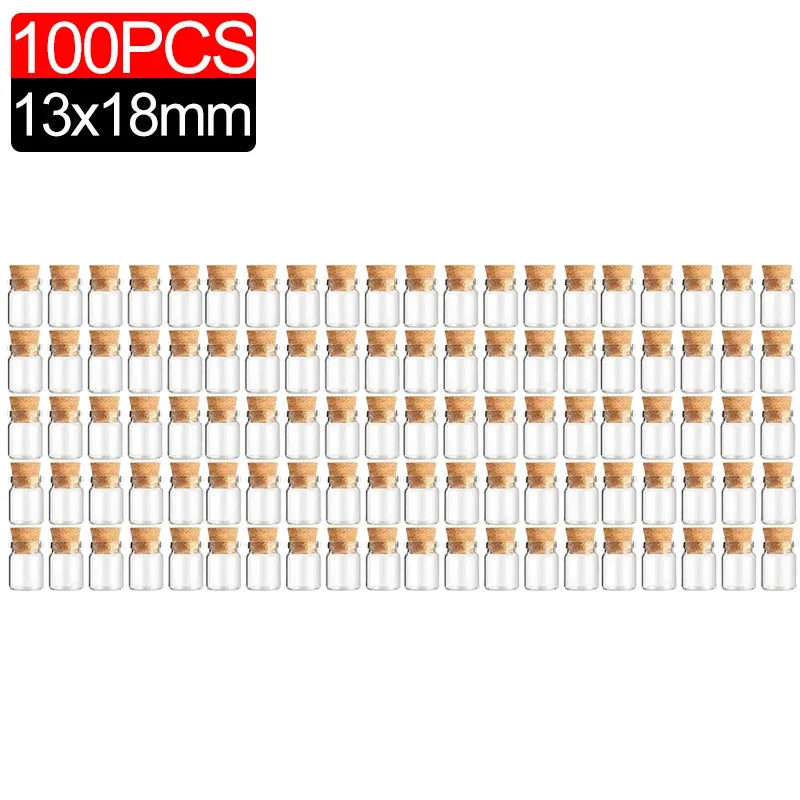 10/100Pcs Mini Clear Glass Bottles with Cork Stopper, Message Bottles for Wedding, Birthday, Party Decoration, DIY Jars, Vials, Gifts