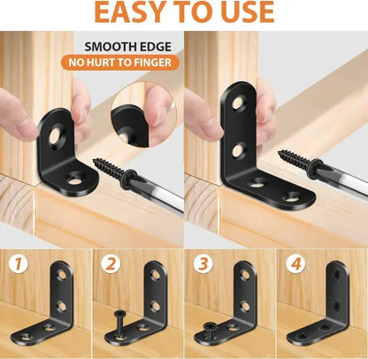 10/20pcs Stainless Stee L Bracket Corner Braces Joint Right Angle Bracket Fastener L-shaped Joints Support Bracket with Screw
