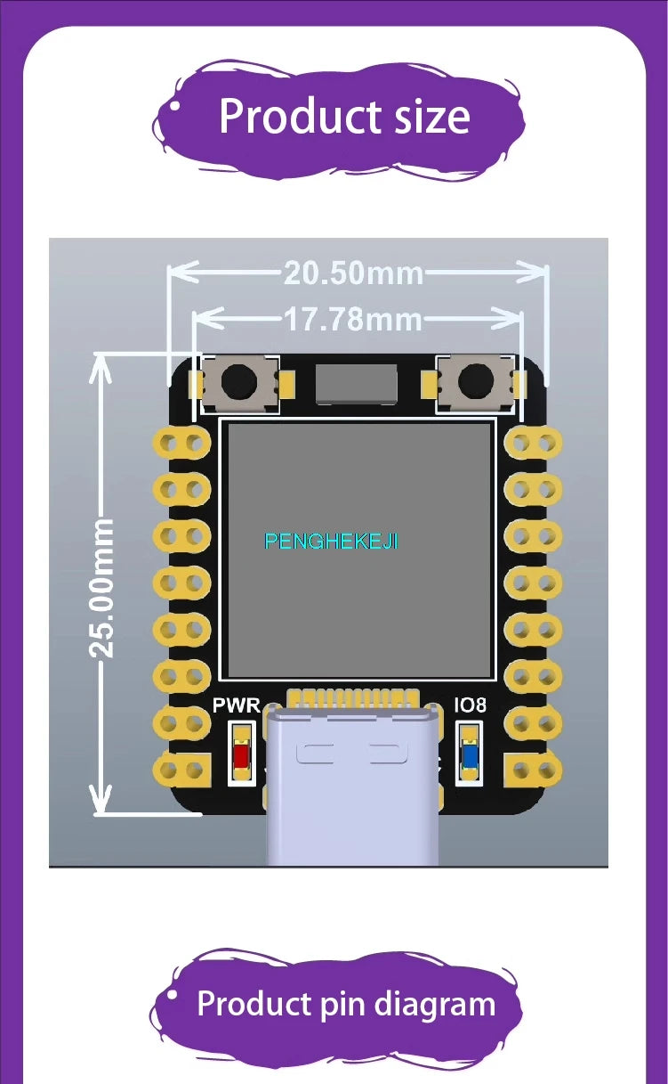 ESP32-C3 SuperMini Development Board with 0.42" OLED Module and Ceramic Antenna WiFi Bluetooth