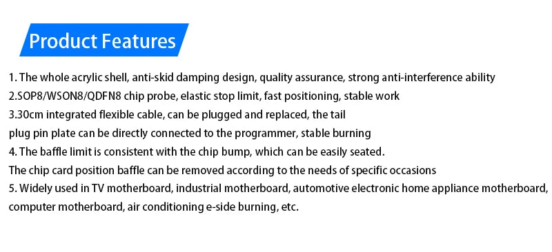 SOP8/WSON8/QFN8 Mini Spring Pin Test Probe for IC Programming and Hard Drive Repair