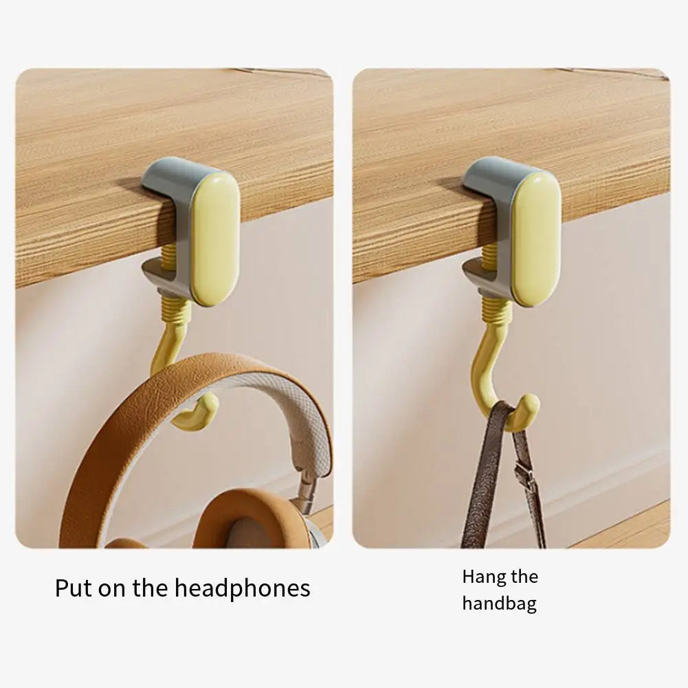 Portable Dopamine Desk Hook with Adjustable Stability for Hanging Handbags Cups and Headphones in Various Settings