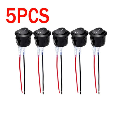 Mini Round Rocker Toggle Switch SPST 2-Pin 12V/24V with Wires – ON/OFF