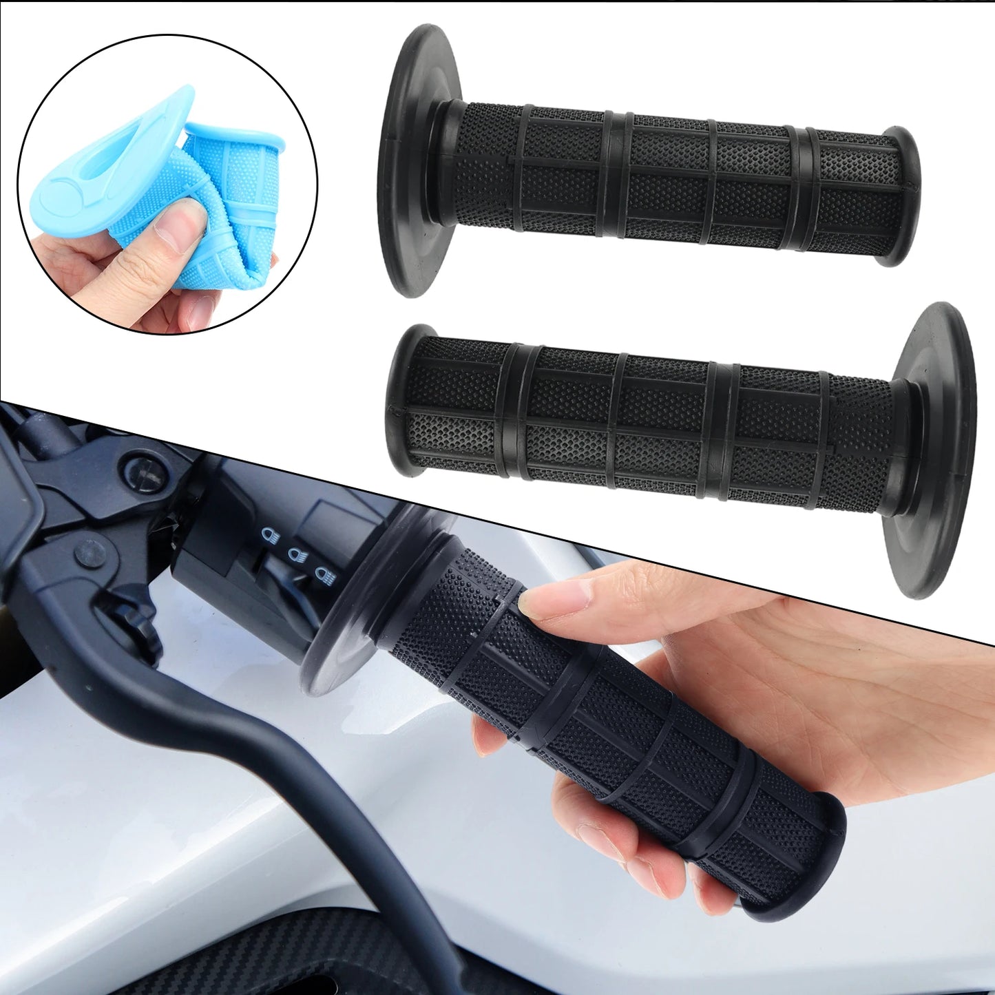Universal Soft Silicone Motorcycle Handlebar Grips Anti Slip Gel Handle Bar Cover Dirt Bike Motocros Scooter Shock Absorb Sleeve