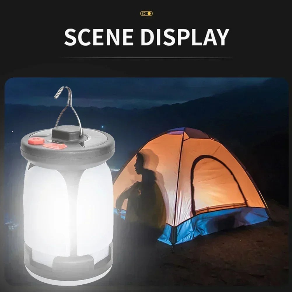 4-leaf Solar  LED Lantern Rechargeable Emergency Flashlight Portable Power Bank Foldable Tent Light for Outdoor Camping Fishing