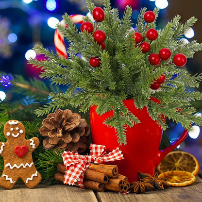50/1PCS Christmas Artificial Branches Pine Needles Fake Plants Wreath Vine Rattan for Xmas Tree Gift Box Wedding Flowers Decor