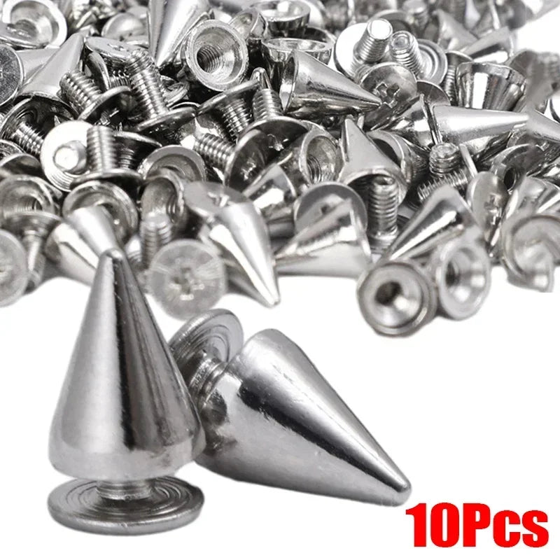 Round Cone Metal Spikes Screwback Studs Rivets — DIY Punk Decoration for Clothes, Shoes &amp; Leather