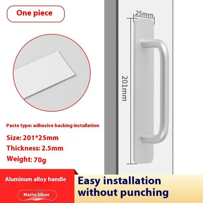 New Aluminium Alloy Punch-Free Furniture Cabinet Handle Sliding Door Pull and Flush Hardware Set for Wood Door Drawer