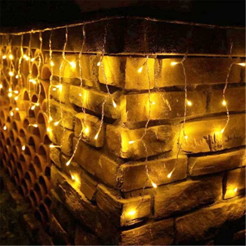 Christmas Icicle Light Decorations Outdoor Garden Street Droop LED Lamp Curtain String Fairy Garland for Eaves