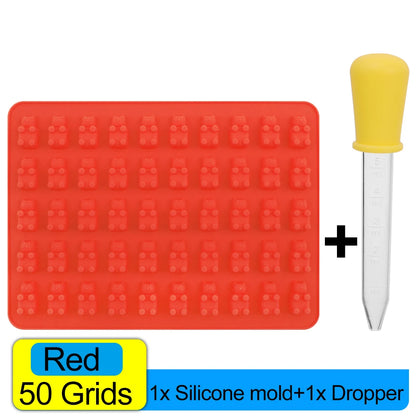 100/50x Candy Silicone Chocolate Mold Baking Supplies DIY Fudge Chocolate Candy Making Molds Gummy Bear Mold With Dropper Pastry