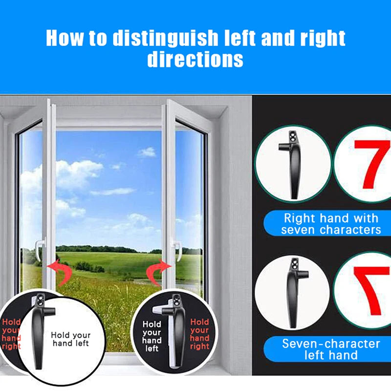 New Thickenin Aluminum Alloy Window Handle Push Out Swing Door And Window Single Point Handle Window Lock Seven Character Handl