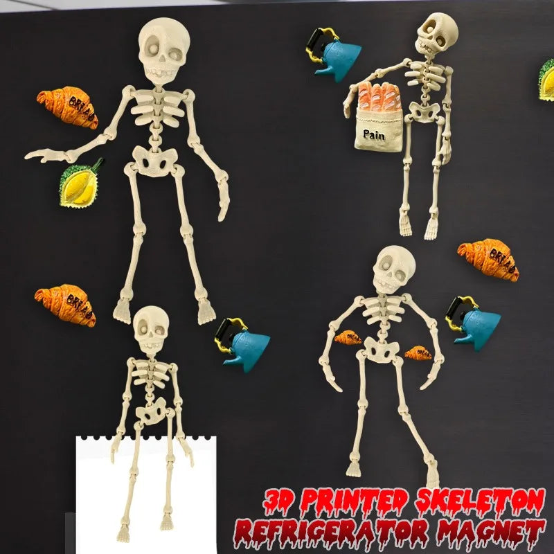 10/1PCS Halloween 3D Poseable Skeleton Magnet with Movable Joints Refrigerator Decoration Halloween Creative DIY Craft Ornament