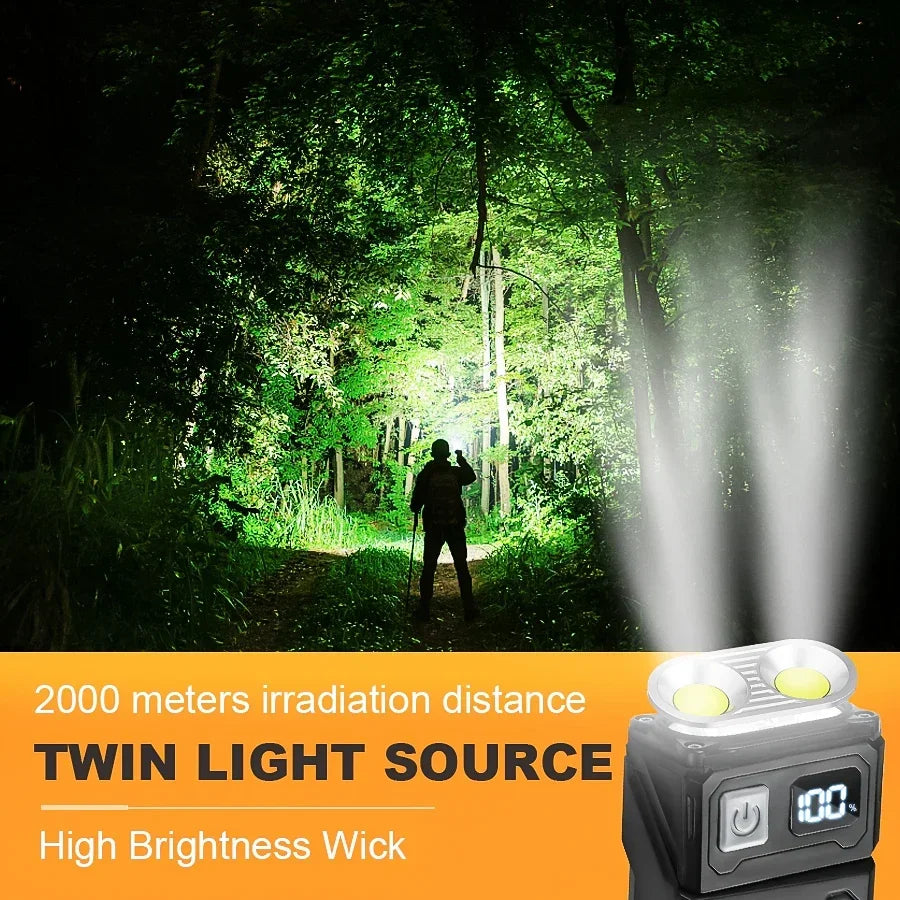 Mini COB LED Flashlight Head Rotation Magnetic Torch USB Rechargeable