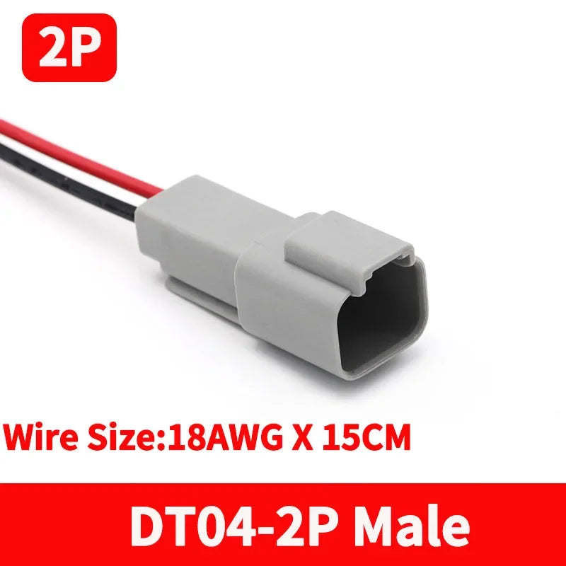 Deutsch DT Waterproof Connector with 15cm Wire DT06-2S DT04-2P 2/3/4/6/8/12 Pin 16-22AWG