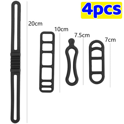 12/4pcs Bike Silicone Mount Bands Bicycle Light Rubber Straps Clip for Headlight Taillight Fixing Universal Bike Accessories
