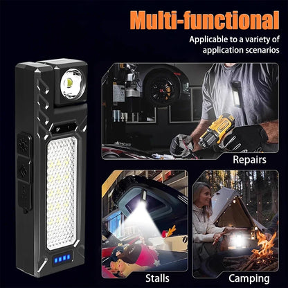 Mini Sensor LED Flashlight Rechargeable Torch with Magnet Portable Hat Clip Light Outdoor Waterproof for Camping Fishing Lantern