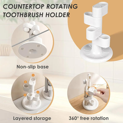 6/1PCS Rotating Toothbrush Holder, Bathroom Desktop Toothbrush Storage Rack, Makeup Brush Pen Organizer, Bathroom Accessories