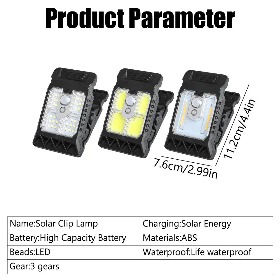 Solar Sensor Motion Light Clip on Lawn Lamp Outdoor Waterproof Work Light Camping Household Garden Lighting Courtyard Lamp
