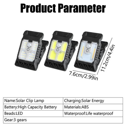 Solar Sensor Motion Light Clip on Lawn Lamp Outdoor Waterproof Work Light Camping Household Garden Lighting Courtyard Lamp