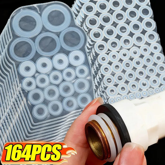 164/22PCS Silicone Flat Washers Universal White Leak-proof Circular Seal Gaskets Home Waterproof Hose Sealing Gasket Repair Kit