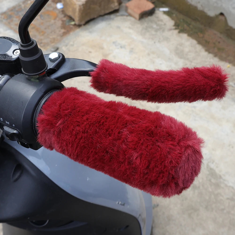 Winter Plush Handlebar Grip Covers Thick Warm Motorcycle