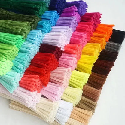 Wholesale Colorful Chenille Stems Pipe Cleaners Plush Tinsel Stem Wired Sticks Twist Stick Hair Strip DIY Craft Educational Toys