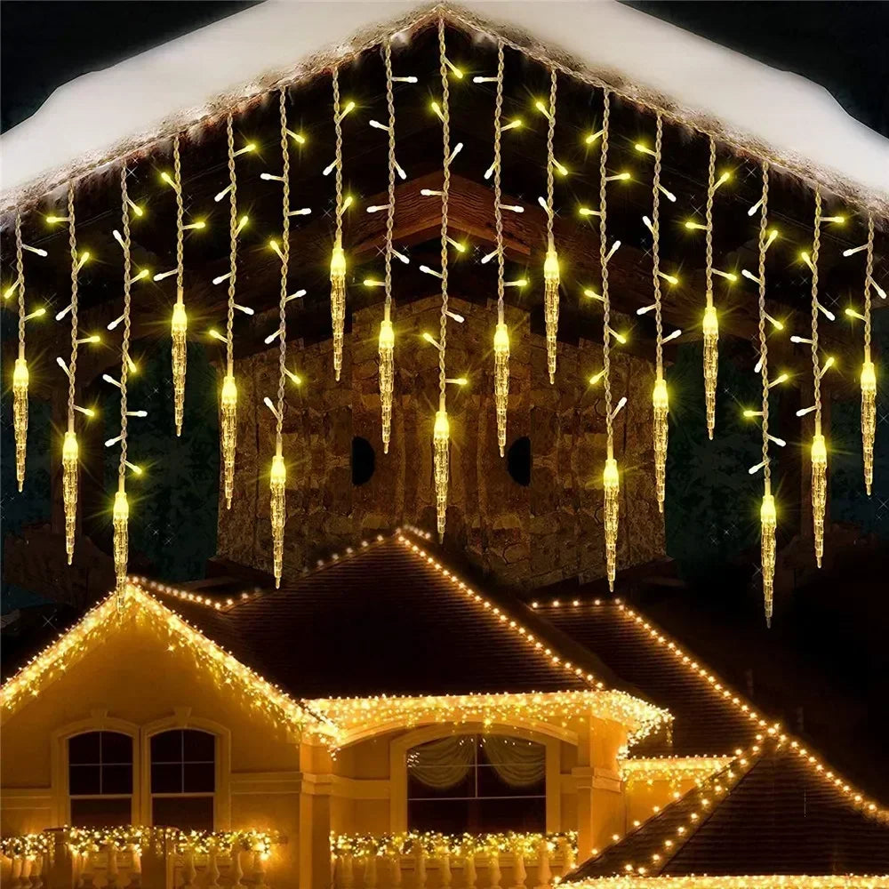 2026 Christmas Decorations Winter LED Icicle Curtain Light Festoon Garlands 0.3/0.4/0.5M Street Droop for New Year