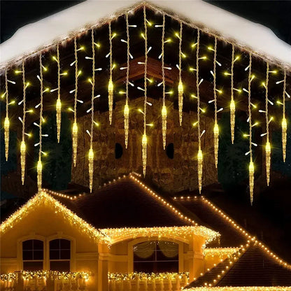2026 Christmas Decorations Winter LED Icicle Curtain Light Festoon Garlands 0.3/0.4/0.5M Street Droop for New Year