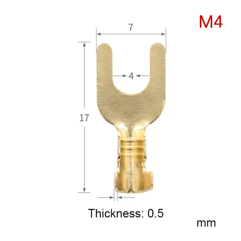 50pcs U-Shaped Brass Grounding Lug Fork Terminal Connector