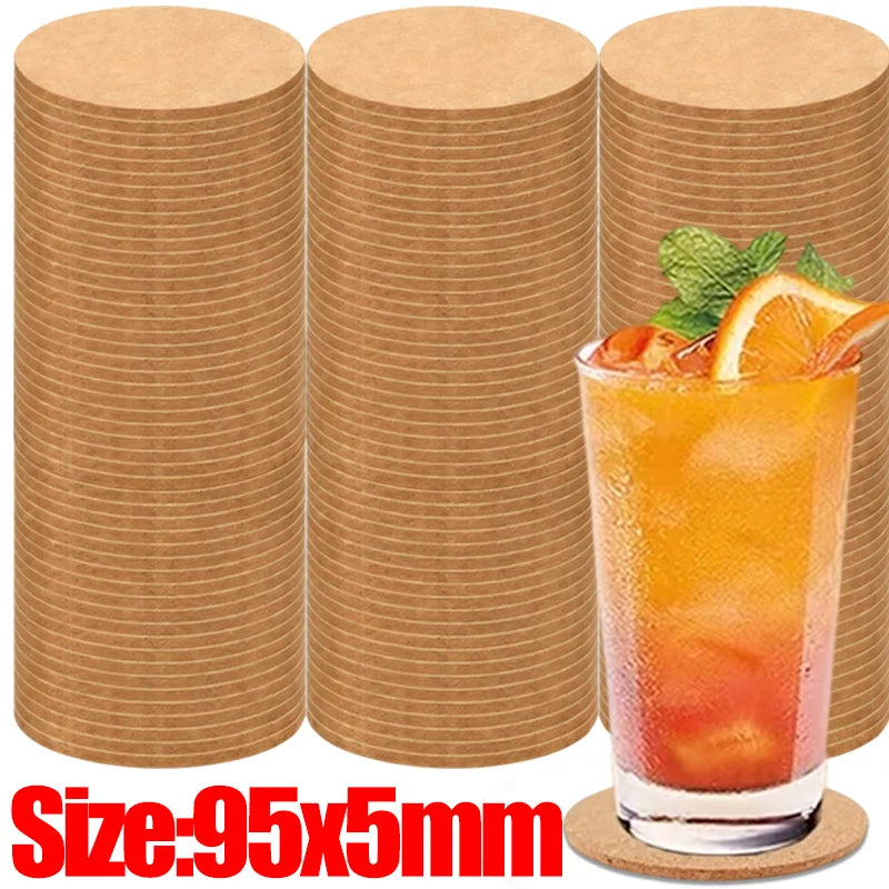 50/1PCS Non-Slip Cork Coaster Natural Round Wooden Cup Mat Heat Insulation Pads Tea Coffee Mug Drinks Holder Table Decoration