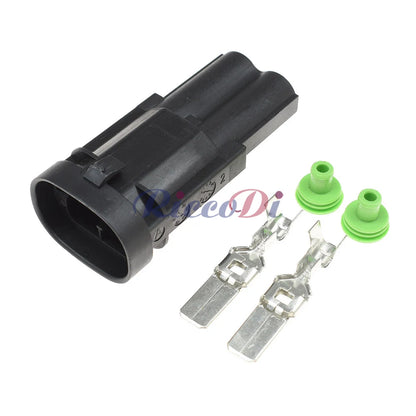 2 Pin 8mm Waterproof Fan Motor Connector 1544334-1 1544317-1 DJ7021Y-8 PA66 Tyco AMP