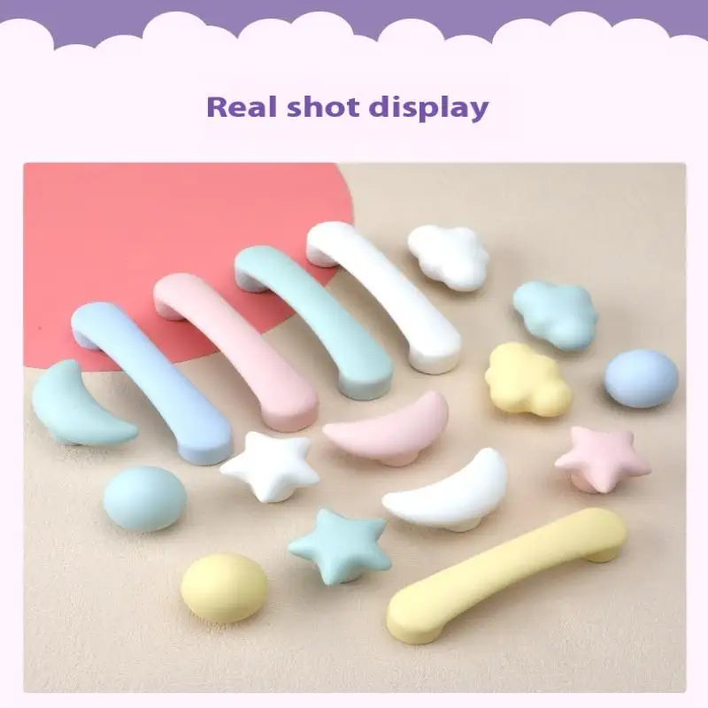 1pc Children's Furniture Handles Nordic Ceramic Children Room Cabinet Handles Macaron Colorful Round Drawer Knobs And Pulls
