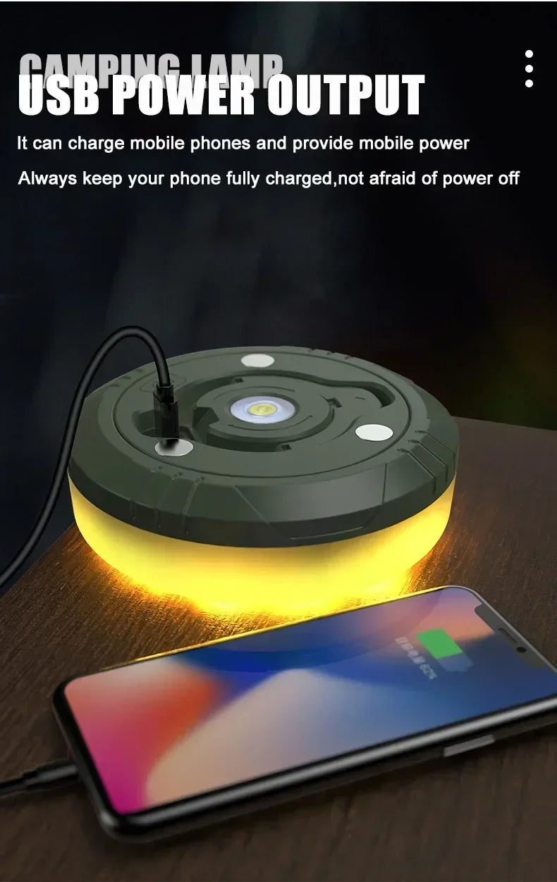 Camping String Lights Rechargeable LED Flashlight Hook lamp 4 in 1 Design 10m RGB Atmosphere Light Outdoor Waterproof Tent Light